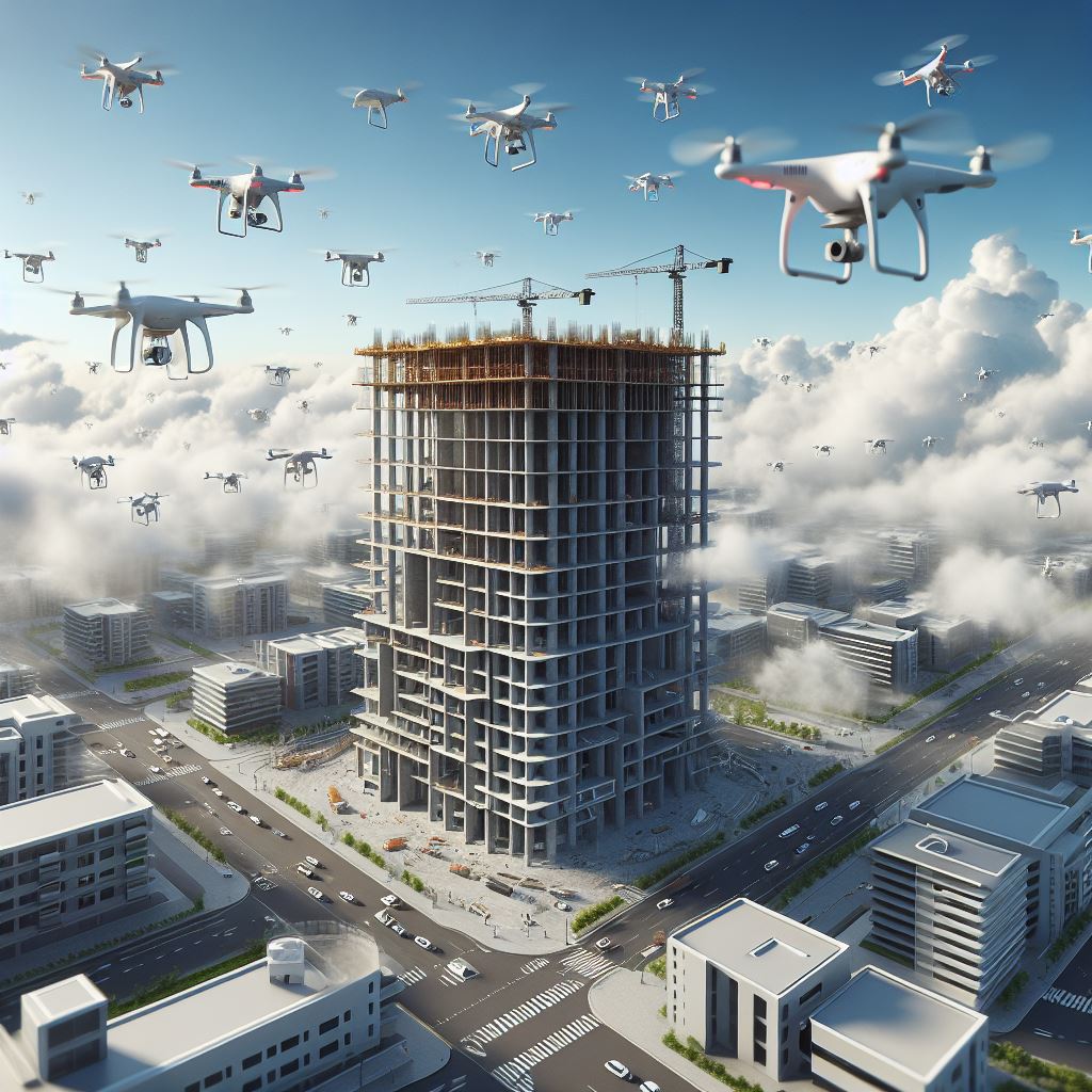 drones sobrevolando un edificio